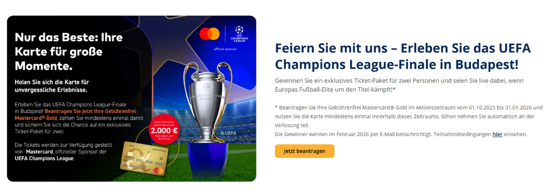 Gewinne ein exklusives Ticket-Paket für das UEFA Champions League-Finale in Budapest