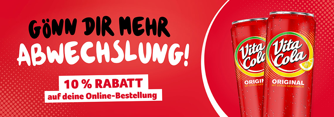 10% Rabatt auf eure nächste Bestellung im VITA COLA Onlineshop