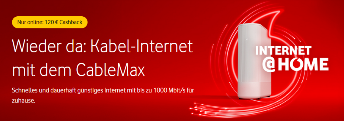Highspeed-Internet mit bis zu 1000 Mbit/s und 120€ Cashback